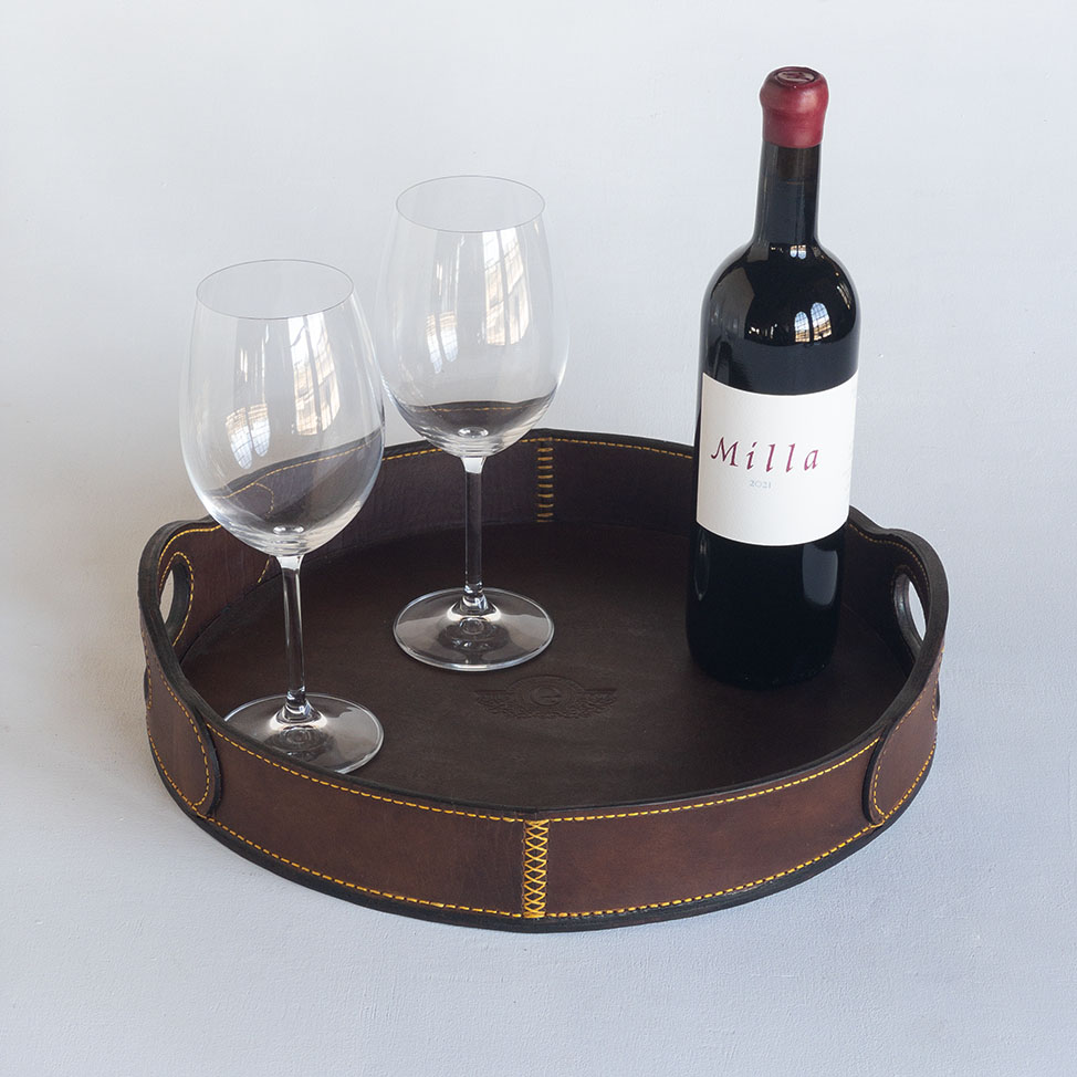 The Pilgrim's Rest Leather Tray | Round